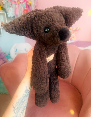 BIG CURLY CHOCOLATE FOX - Handmade Luxury Weighted Plush Doll