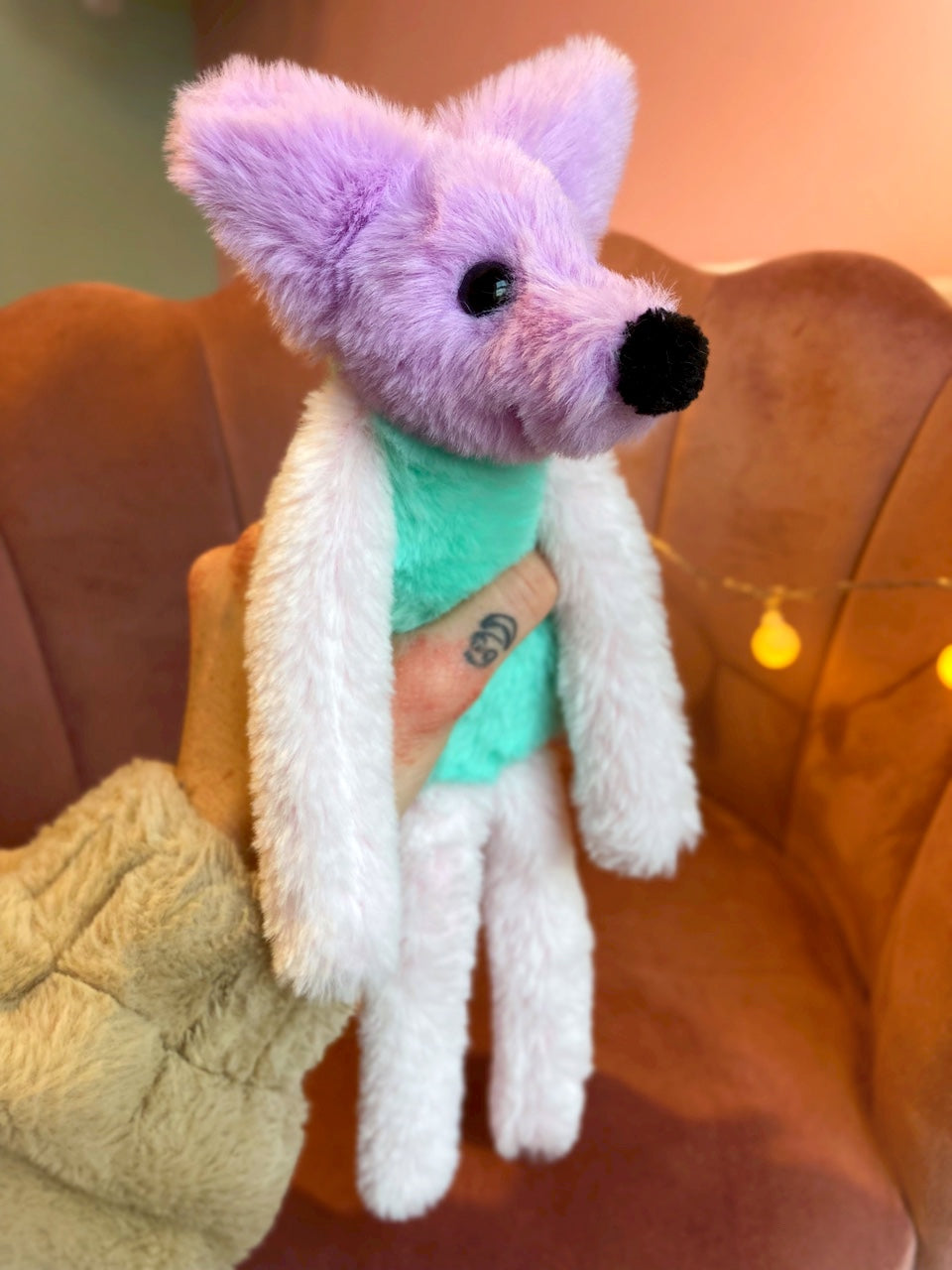 COLOUR BLOCK SORBET FOX - Handmade Luxury Weighted Plush Fluffy Fox Doll
