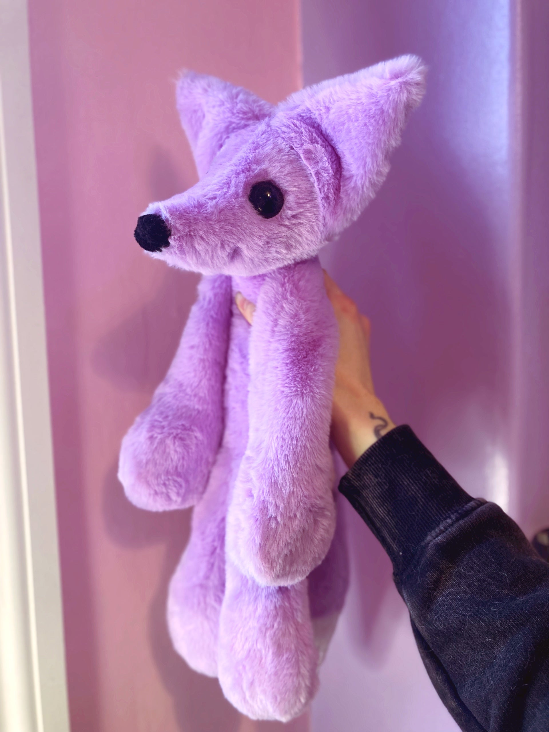 XL LAVENDER FOX - Handmade Luxury Weighted Plush Fluffy Fox Doll
