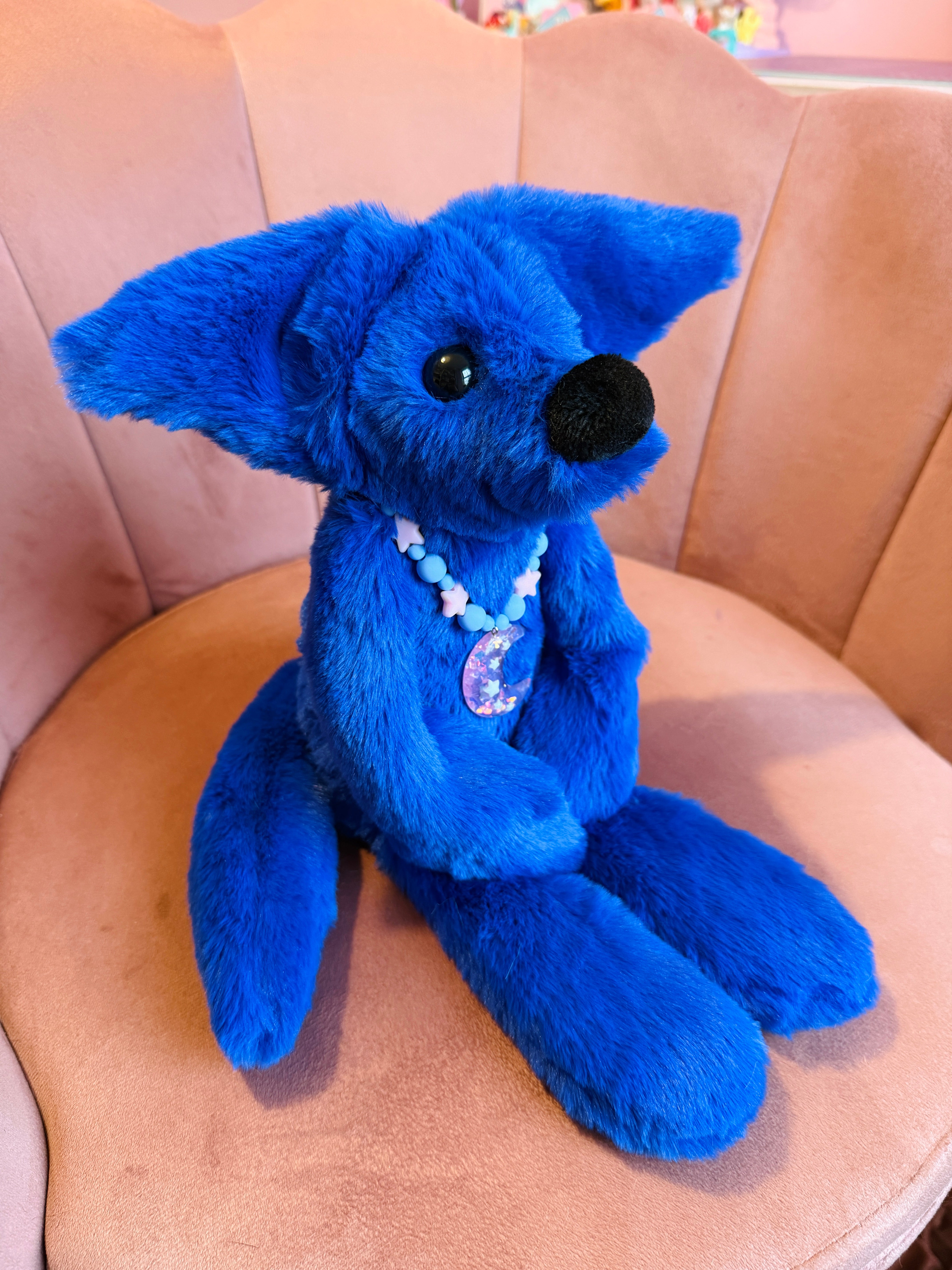 BIG MIDNIGHT FOX - Handmade Luxury Weighted Plush Fluffy Fox Doll