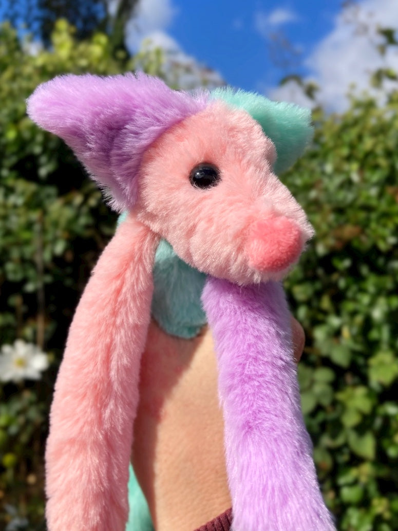 COLOUR BLOCK SORBET FOX (B) - Handmade Luxury Weighted Plush Fluffy Fox Doll
