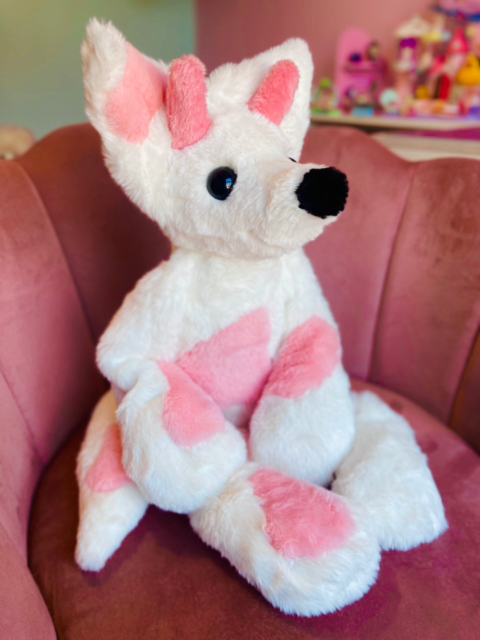 XL STRAWBERRY MILK FOX - Handmade Luxury Weighted Fox Doll
