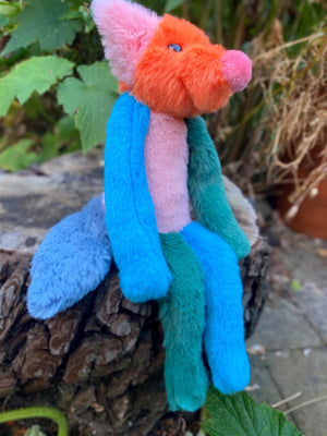 COLOUR BLOCK FOX - Handmade Luxury Weighted Plush Fluffy Fox Doll