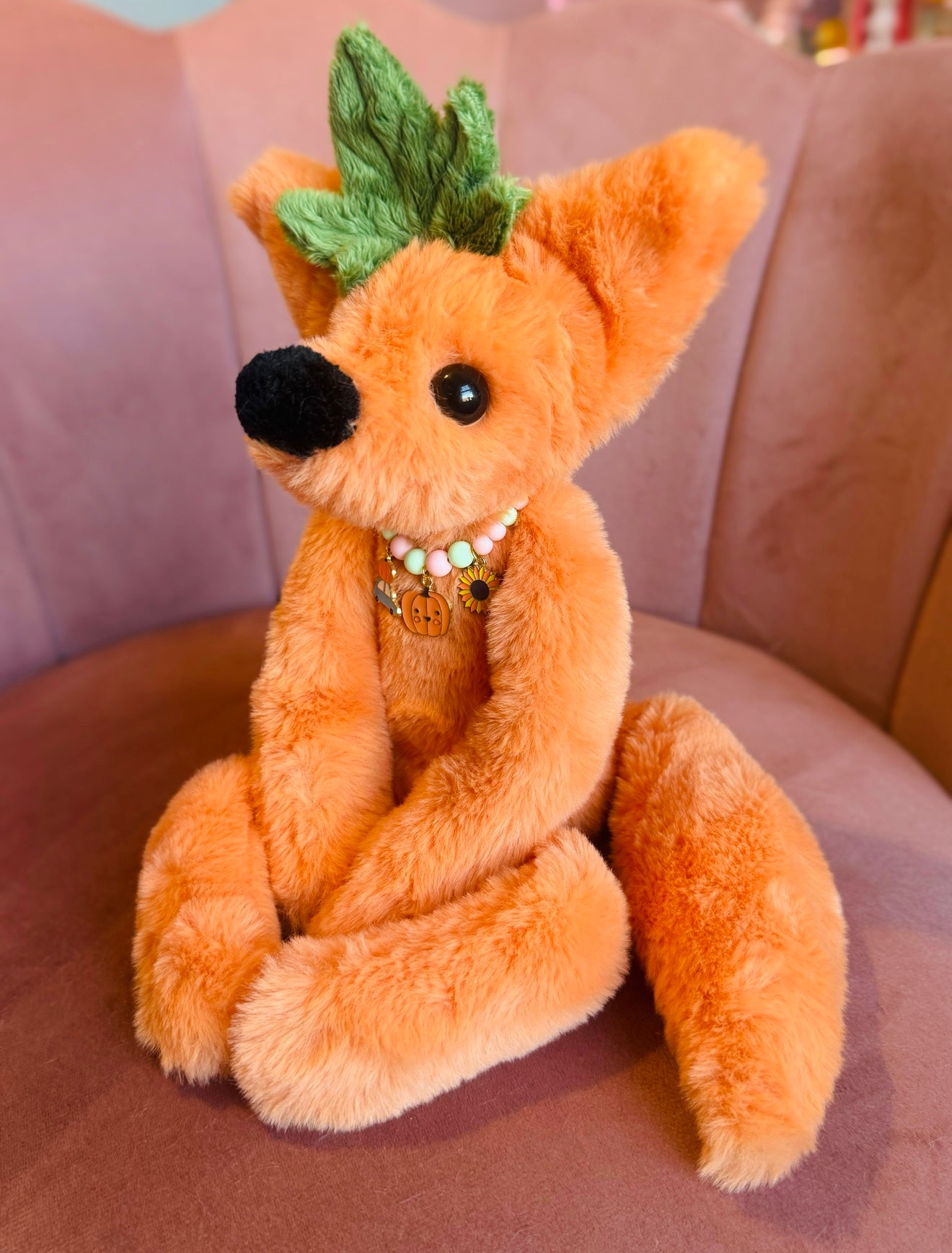 LARGE PUMPKIN PATCH FOX - Handmade Luxury Weighted Plush Fluffy Fox Doll