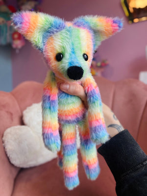 RAINBOW SHERBET FOX (C) - Handmade Luxury Weighted Fox Doll