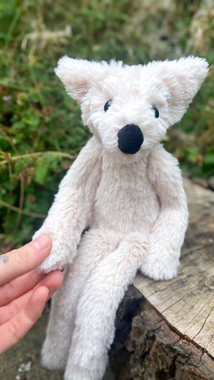 ‘FLURRY’ THE SNOW FOX (A) - Handmade Luxury Weighted Plush Fluffy Fox Doll