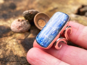 FLOW Handmade Sterling Silver Ring with Blue Kyanite - Size N/6.5