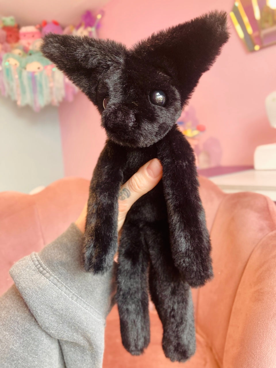 ONYX FOX - Handmade Luxury Weighted Plush Fluffy Fox Doll