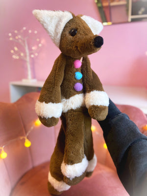 XL GINGERBREAD FOX - Handmade Luxury Weighted Plush Fluffy Fox Doll