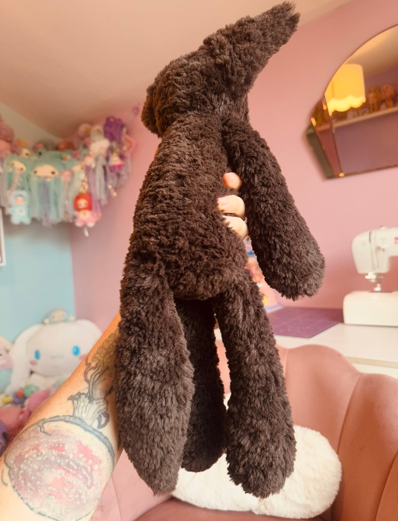 BIG CURLY CHOCOLATE FOX - Handmade Luxury Weighted Plush Doll