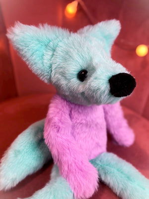 COSMIC COLOURBLOCK FOX (A) - Handmade Luxury Weighted Plush Fluffy Fox Doll