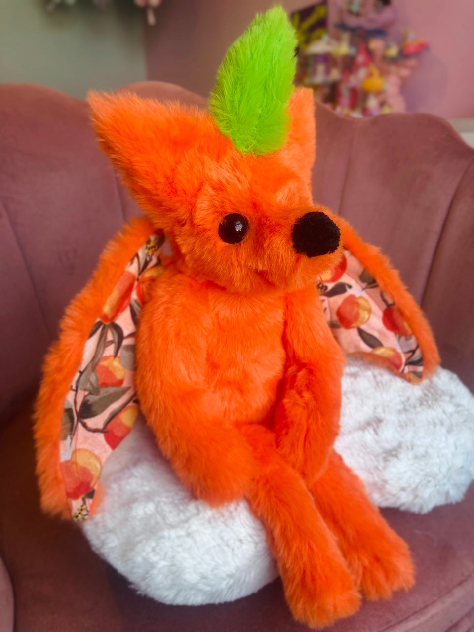 ORANGE BLOSSOM FLYING FOX - Handmade Luxury Weighted Fox Doll
