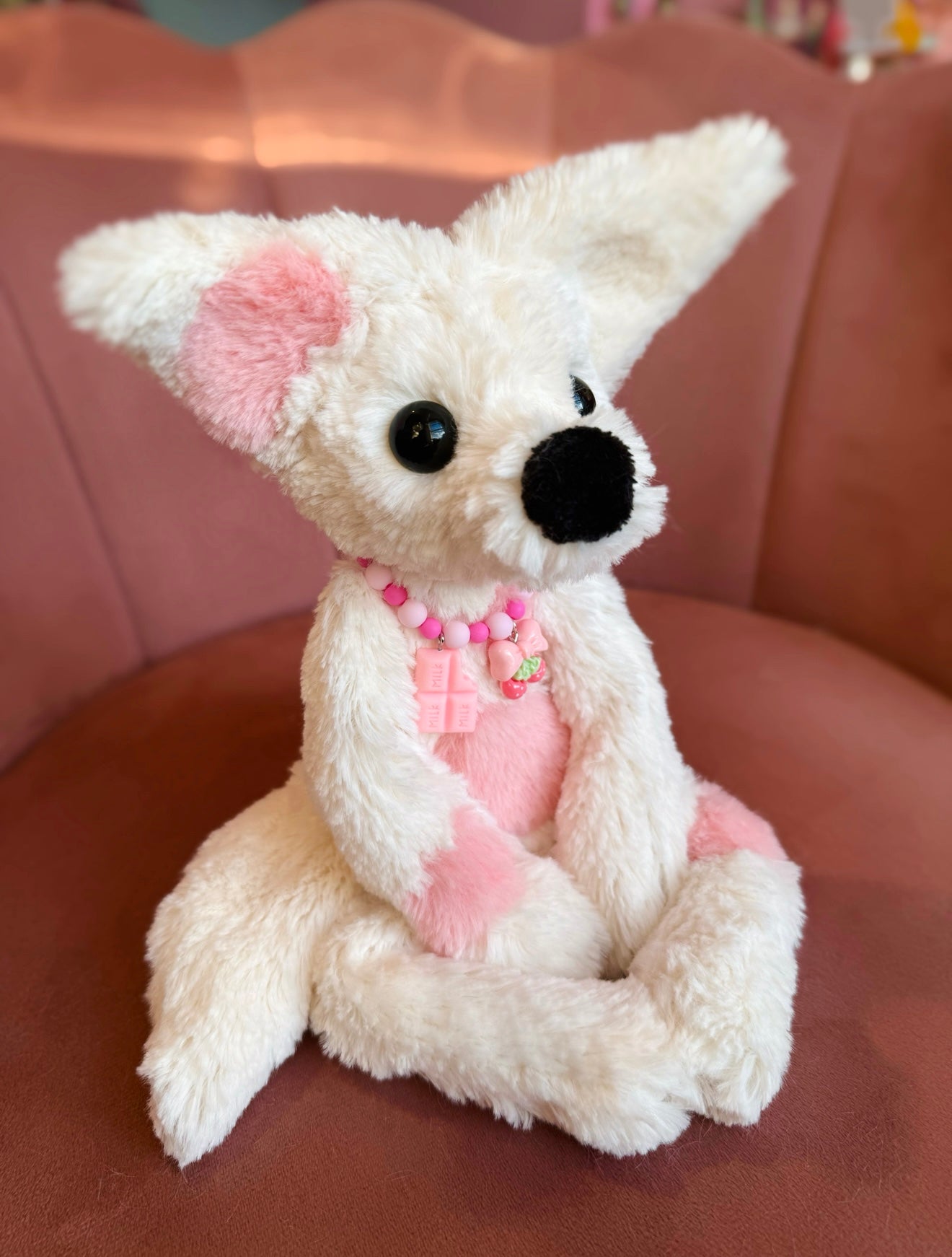 STRAWBERRY MILK FOX - Handmade Luxury Weighted Plush Fluffy Fox Doll