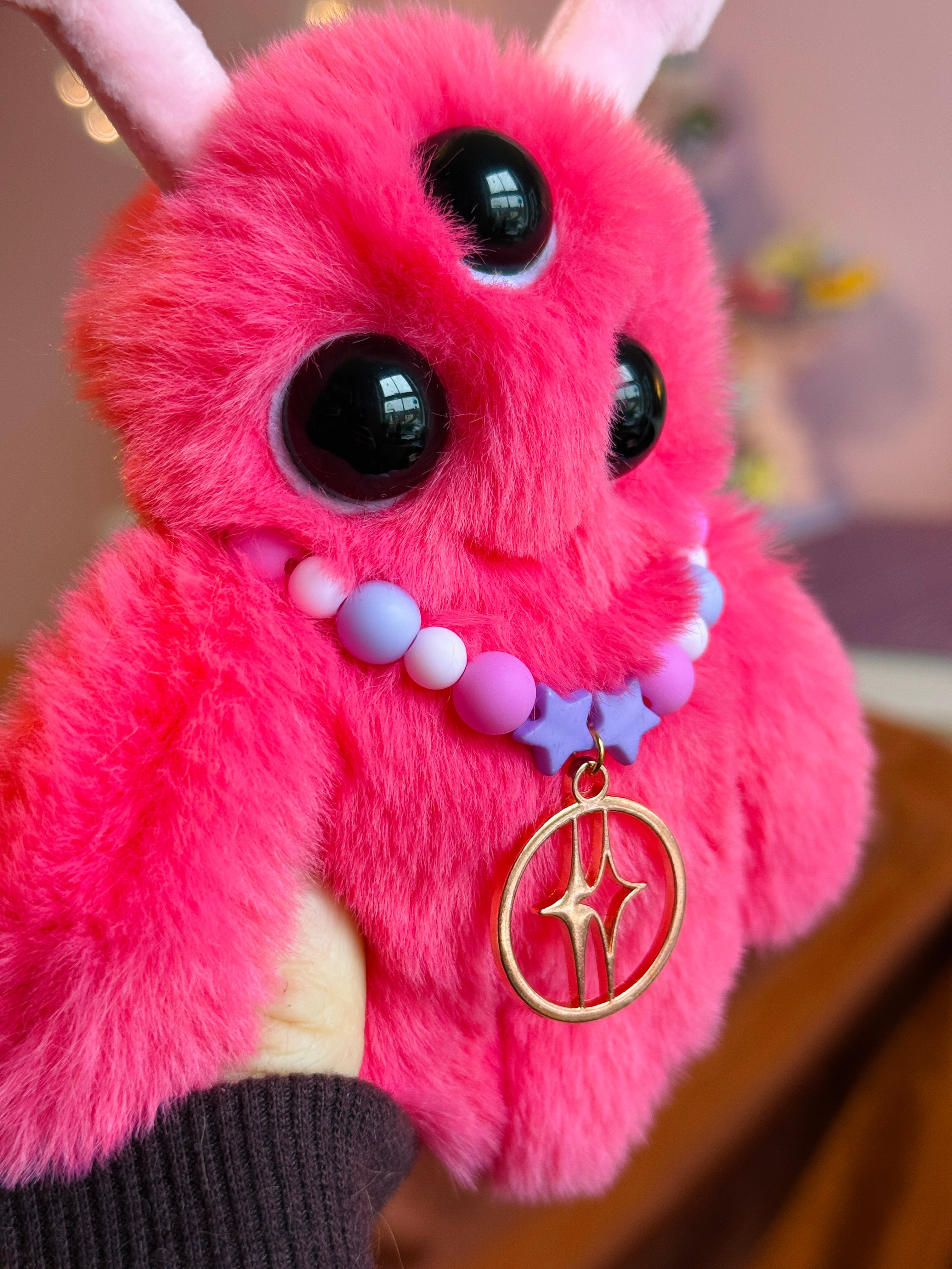 PINK ALIEN PALMPUFF - Handmade Mini Luxury Weighted Doll
