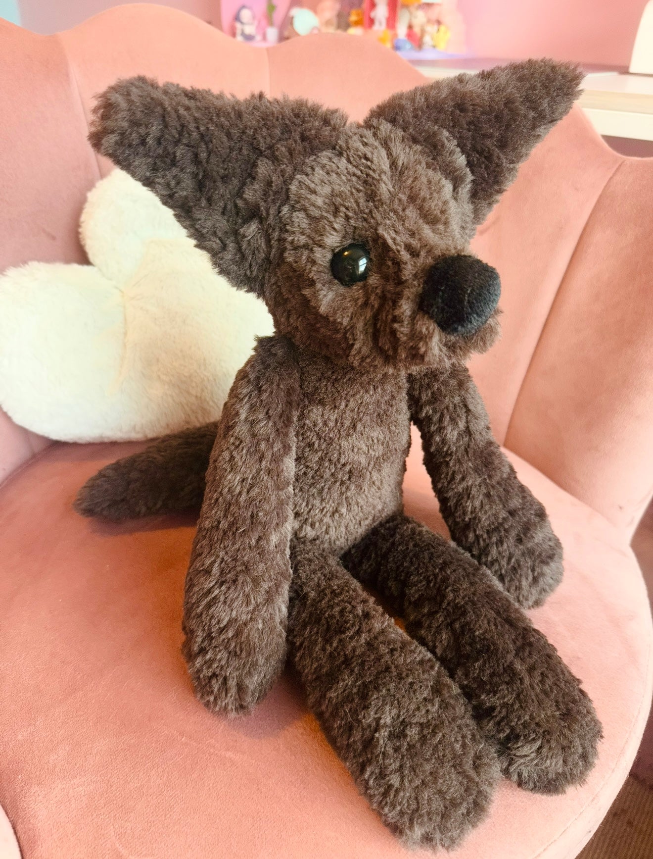 BIG CURLY CHOCOLATE FOX - Handmade Luxury Weighted Plush Doll