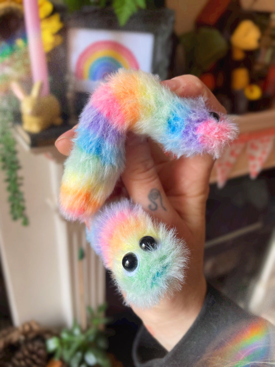 SHERMAN THE WORMAN - Rainbow Sherbet Beanie Plush Worm