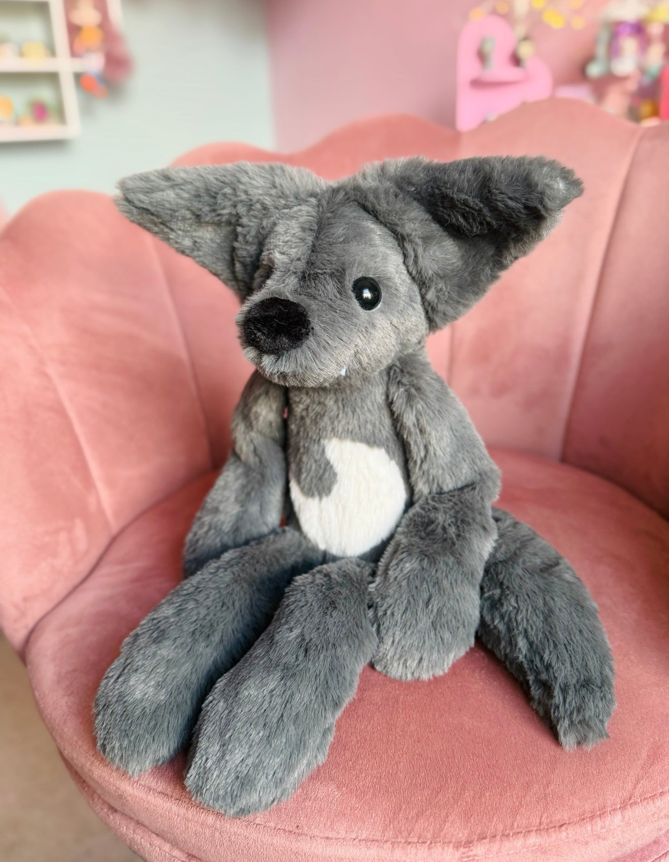 BIG GREY🌙WOLF - Handmade Luxury Weighted Plush Fluffy Fox Doll