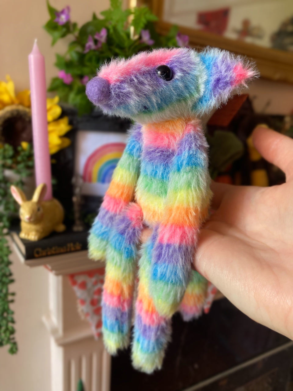 RAINBOW SHERBET FLUFFY FOX CUB (F) - Handmade Weighted Plush Fox Doll