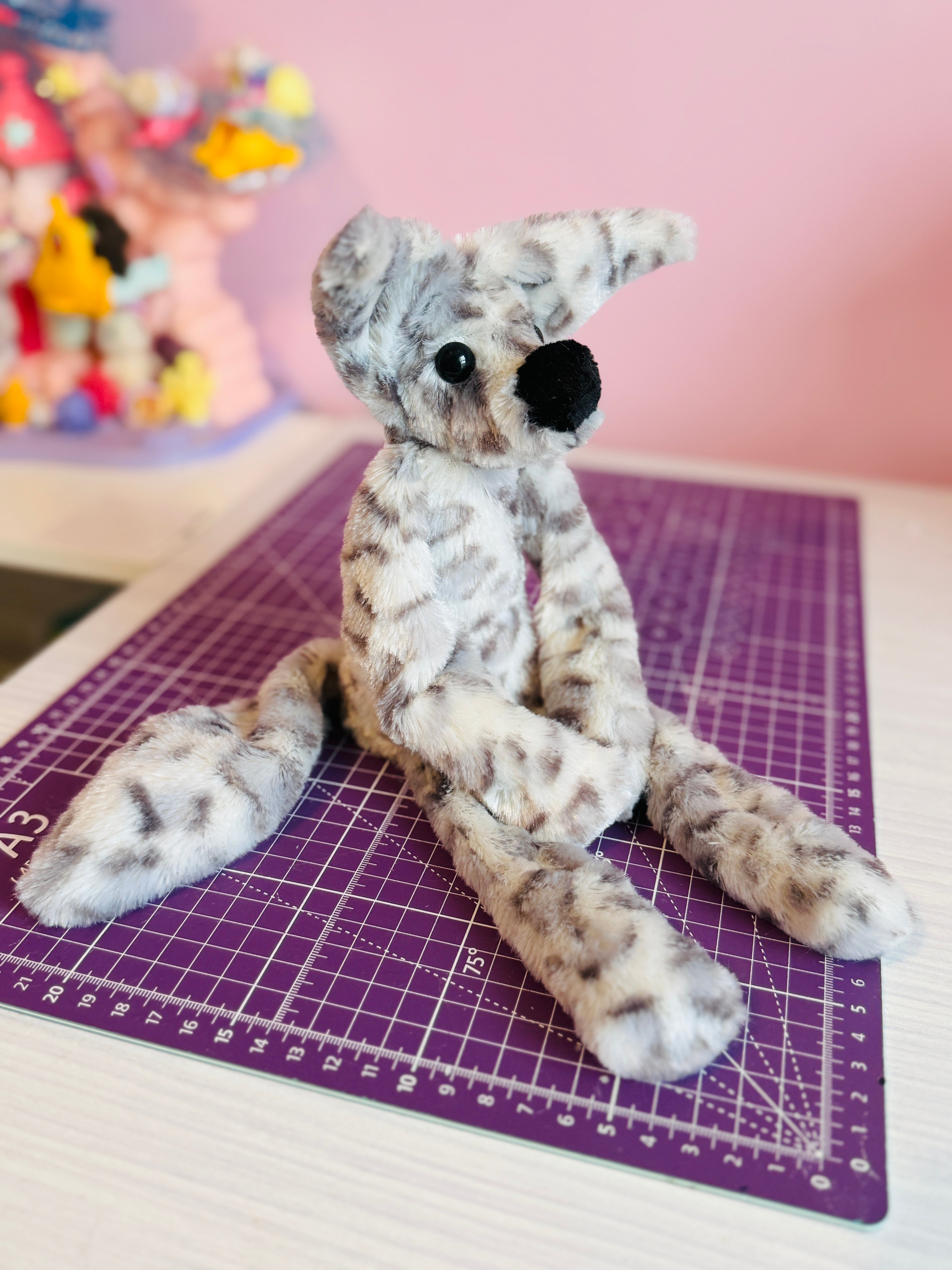 SNOW LEOPARD FOX (B) - Handmade Luxury Weighted Fox Doll – The