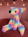 RAINBOW SHERBET FOX (A) - Handmade Luxury Weighted Plush Fluffy Fox Doll