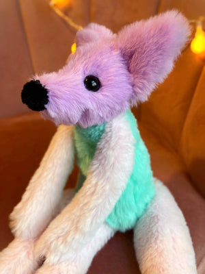 COLOUR BLOCK SORBET FOX - Handmade Luxury Weighted Plush Fluffy Fox Doll