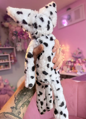 RESERVED - DALMATION FOX - Handmade Luxury Weighted Plush Fluffy Fox Doll