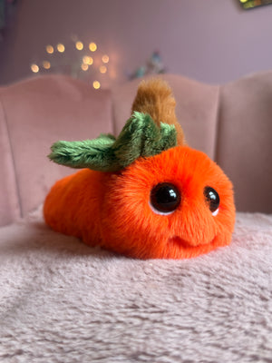 PUMPKIN PUDGEPUFF CATERPILLAR - Handmade Luxury Weighted Pudgepuff Doll