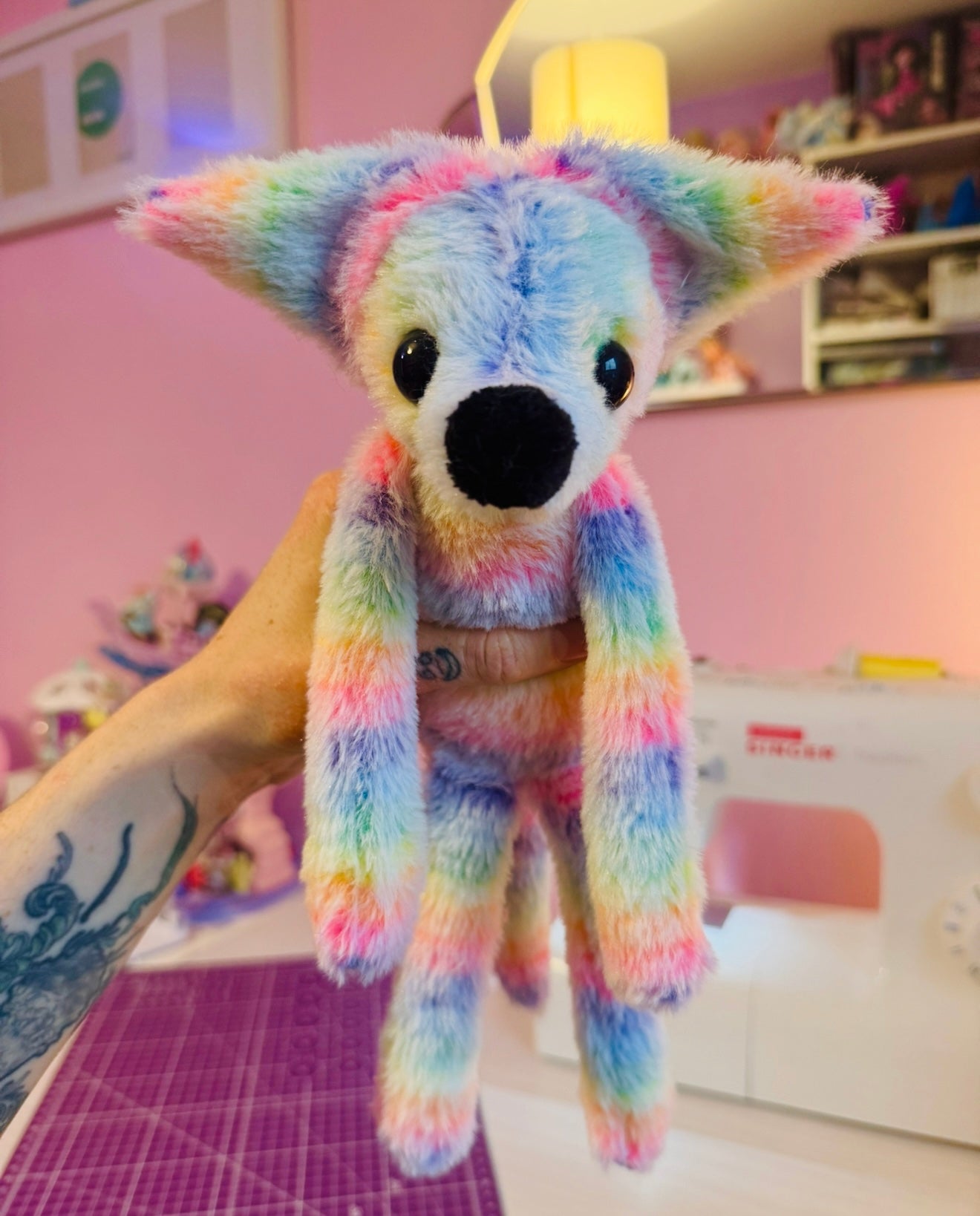 RAINBOW SHERBET FOX - Handmade Luxury Weighted Fox Doll