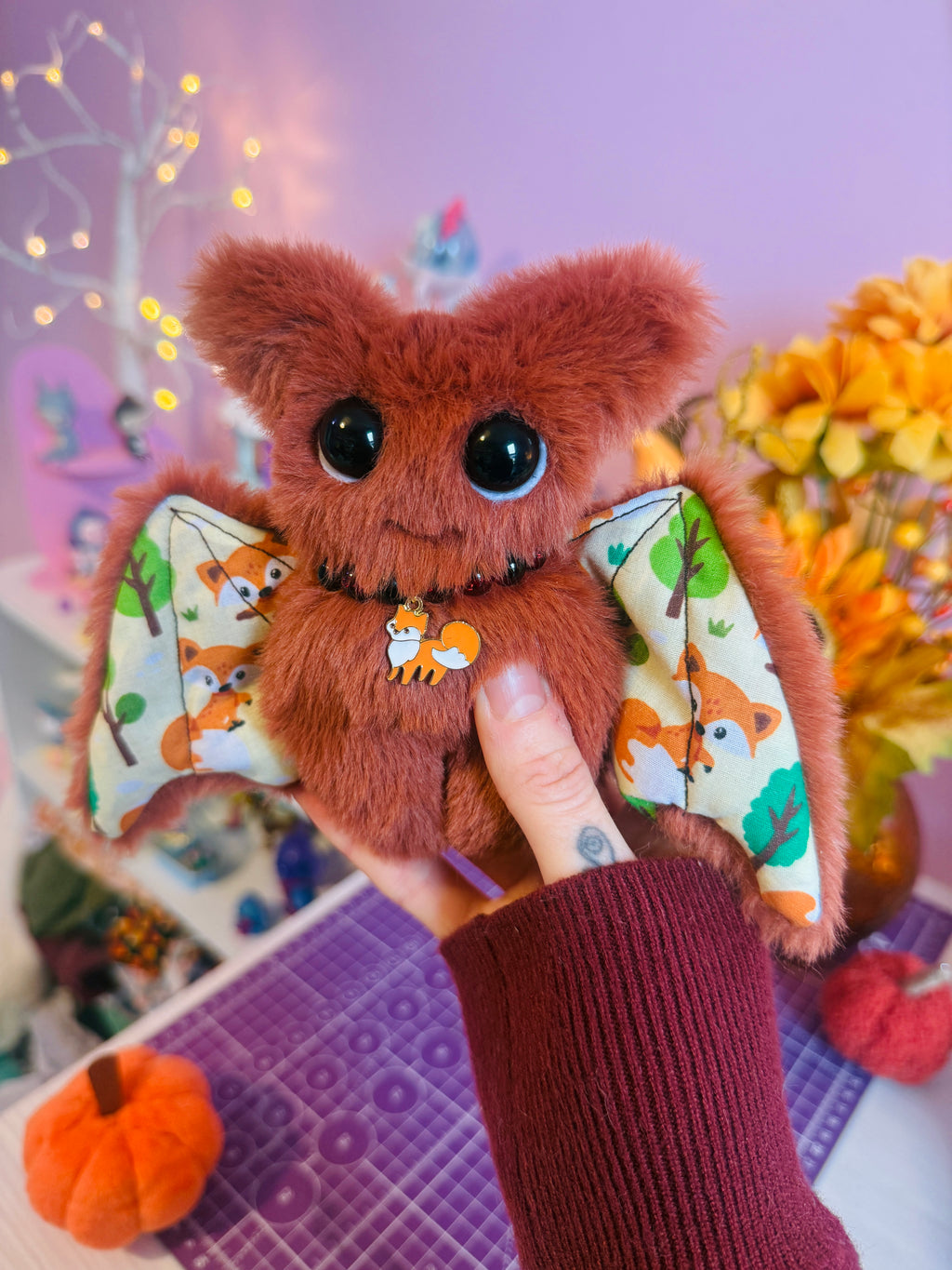 MAPLE BAT PALMPUFF - Handmade Mini Luxury Weighted Doll