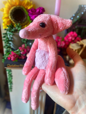 SOFT PINK FLUFFY BELLY FOX (A) - Handmade Weighted Plush Fox Doll