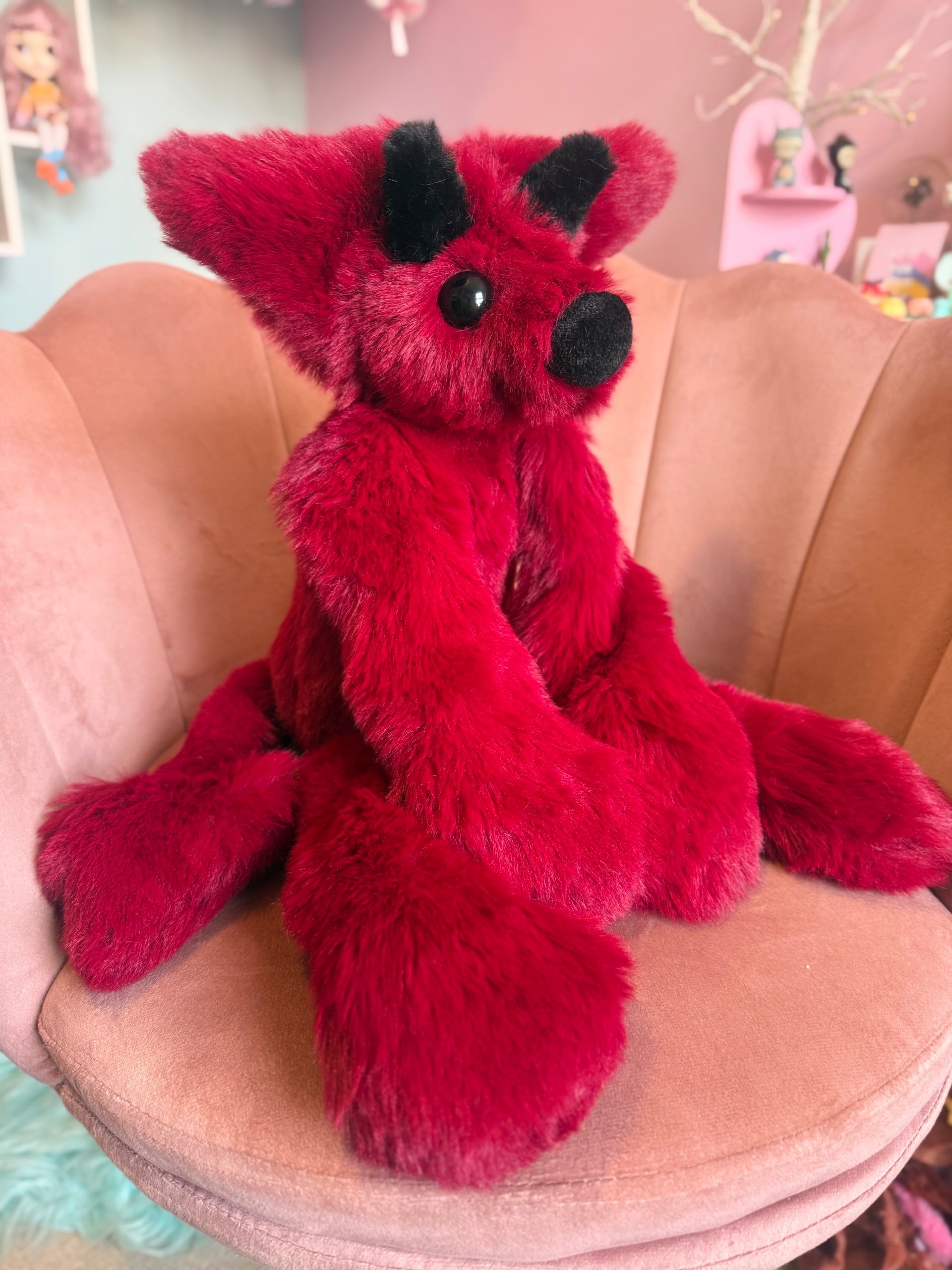 XL DEVIL FOX - Handmade Luxury Weighted Fox Doll