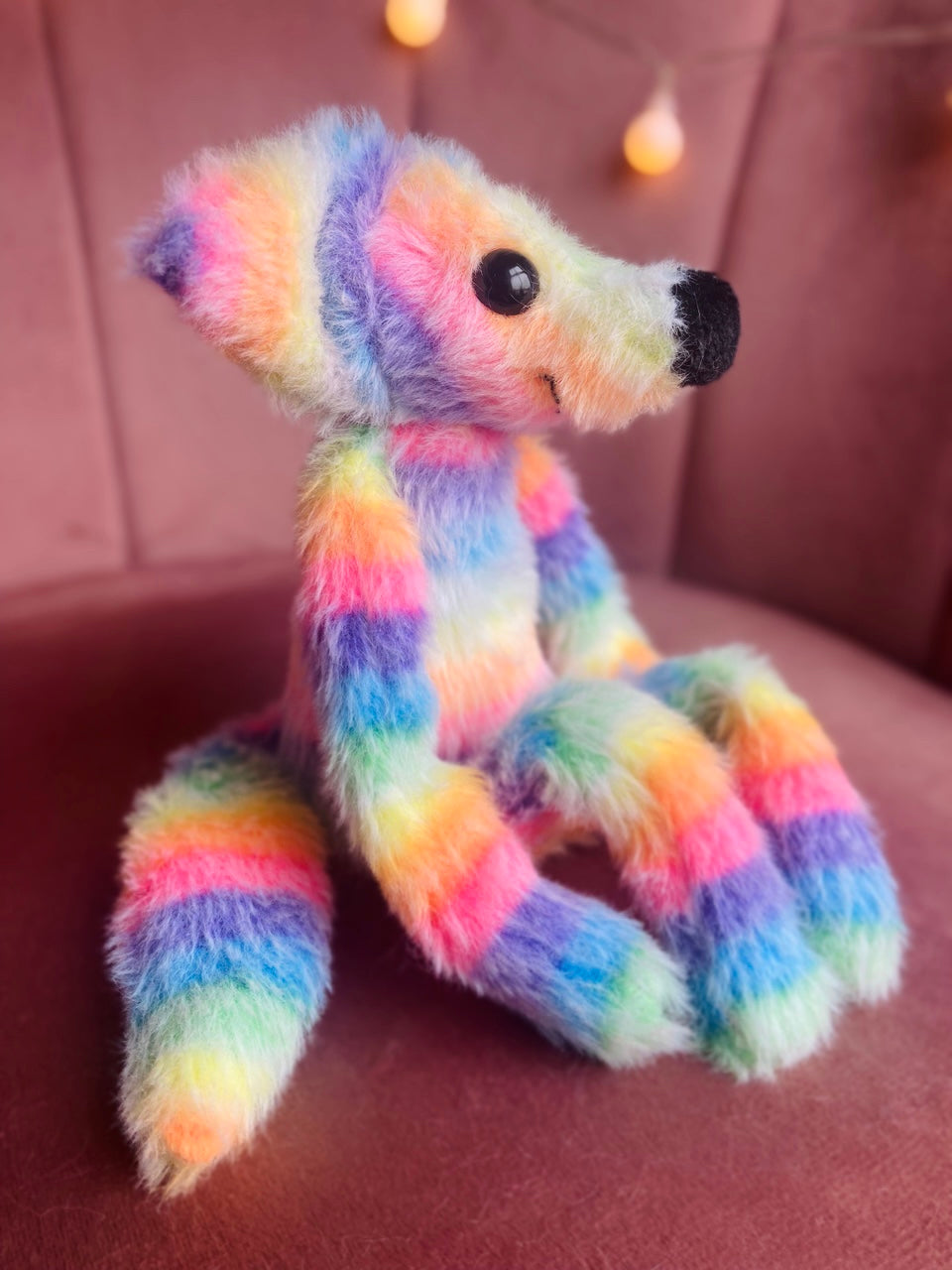 RAINBOW SHERBET FOX (B) - Handmade Luxury Weighted Plush Fluffy Fox Doll