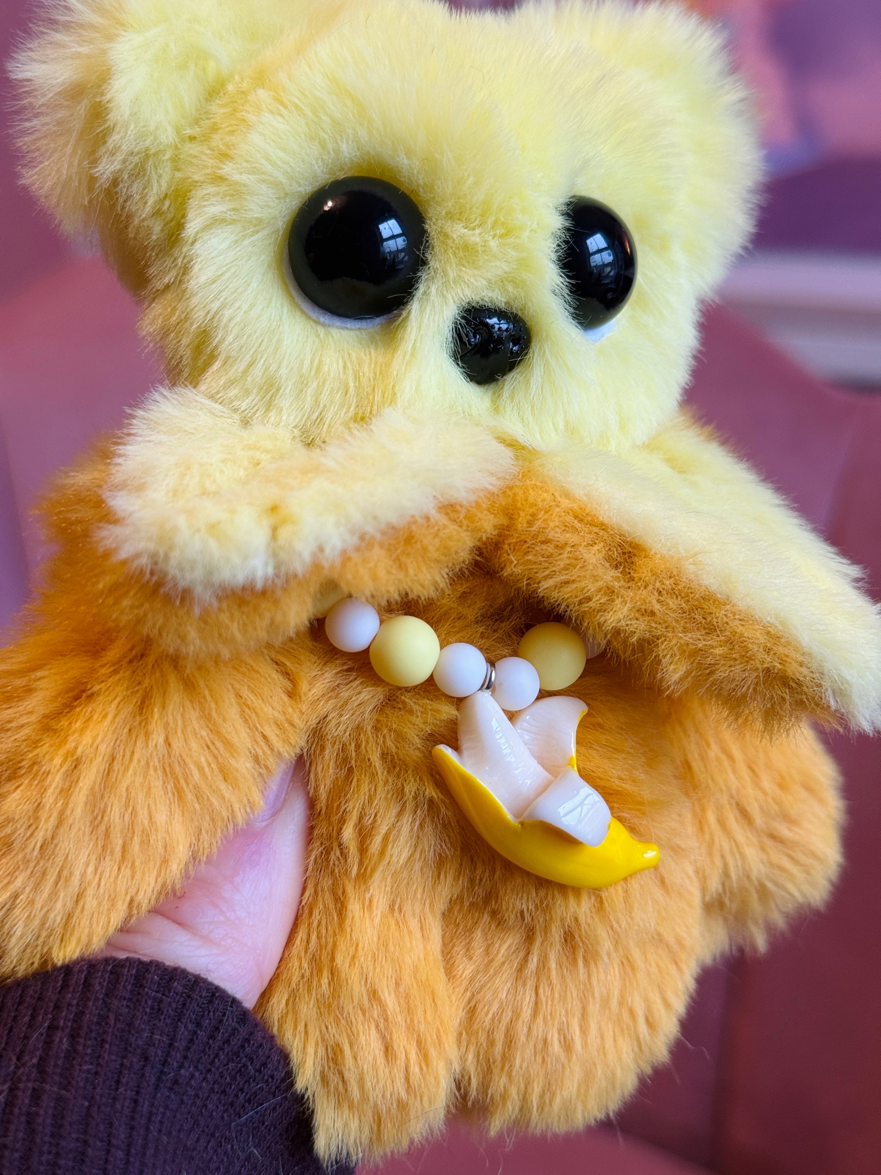 BANANA BEAR PALMPUFF - Handmade Mini Luxury Weighted Doll