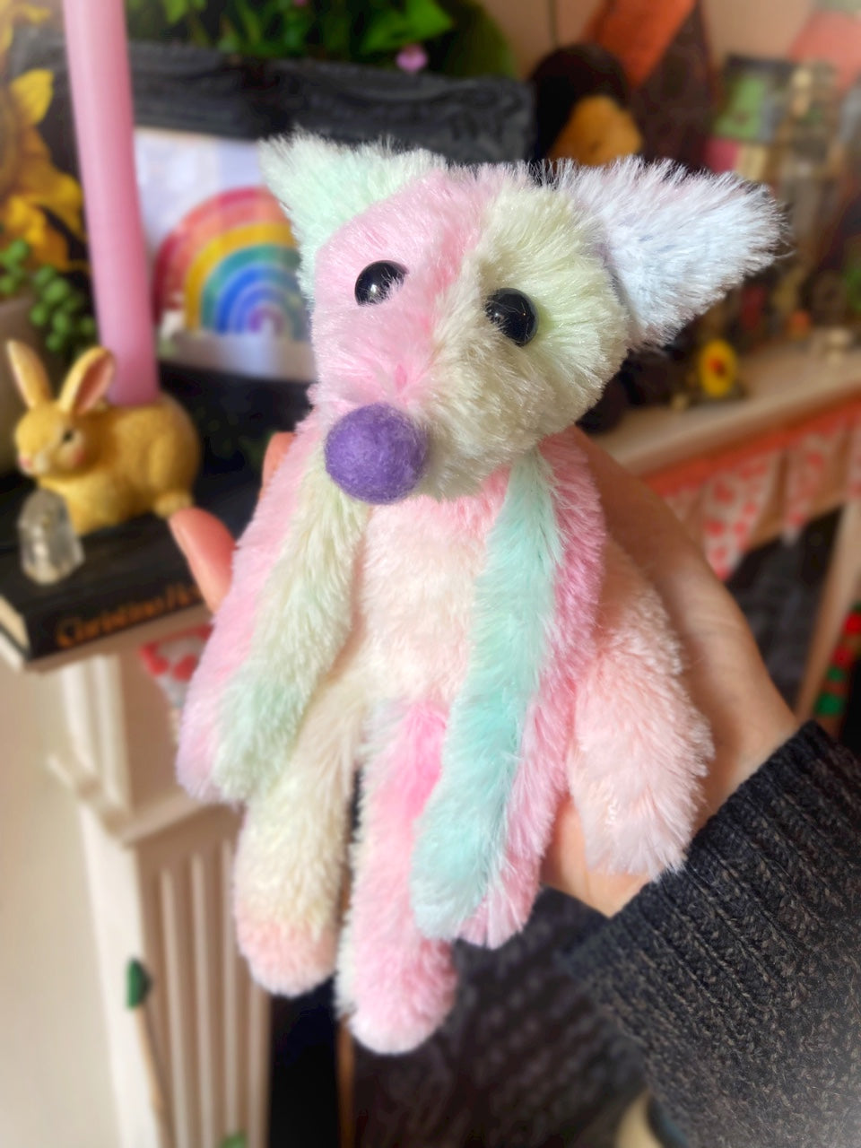 COTTON CANDY FLUFFY FOX CUB (E) - Handmade Weighted Plush Fox Doll
