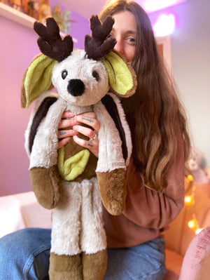 XXL FLYING FOREST FAWN - Handmade Luxury Weighted Plush Fluffy Fox Doll