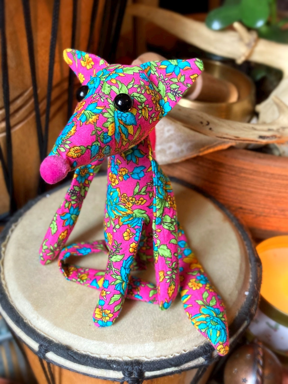 GARDEN PARTY FOX CUB (PINK) - Handmade Weighted Cotton Fox Doll