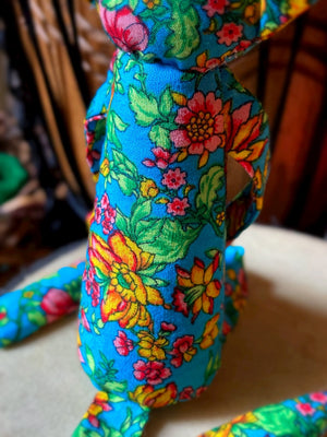 GARDEN PARTY FOX CUB (BLUE) - Handmade Weighted Cotton Fox Doll