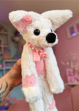 STRAWBERRY MILK FOX - Handmade Luxury Weighted Plush Fluffy Fox Doll