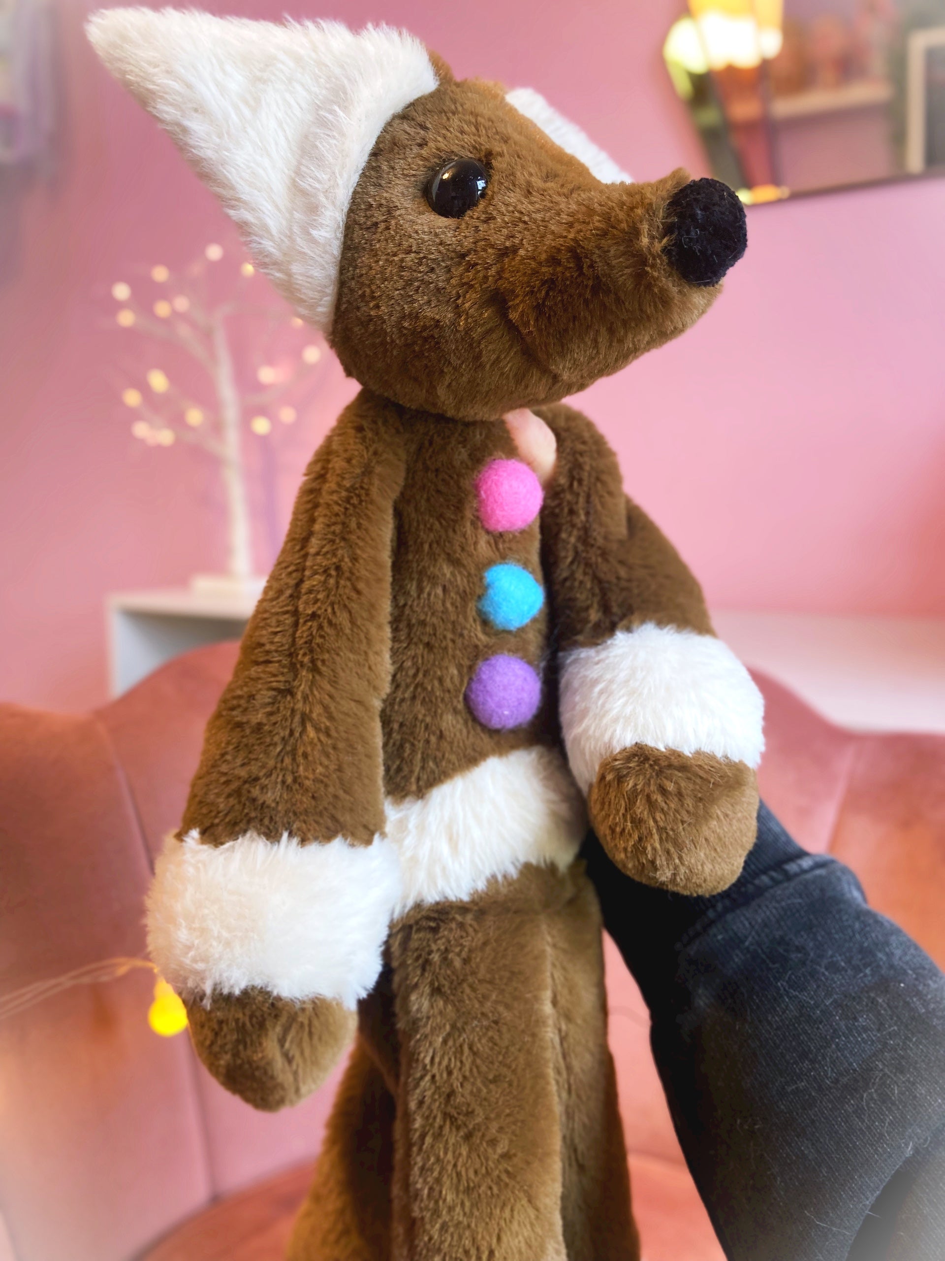 XL GINGERBREAD FOX - Handmade Luxury Weighted Plush Fluffy Fox Doll