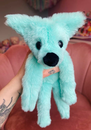 MINT SORBET FOX - Handmade Luxury Weighted Plush Fluffy Fox Doll