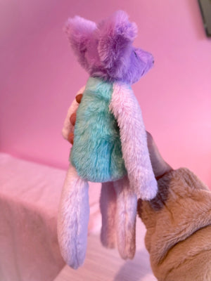 COLOUR BLOCK SORBET FOX - Handmade Luxury Weighted Plush Fluffy Fox Doll