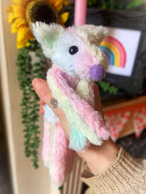 COTTON CANDY FLUFFY FOX CUB (C) - Handmade Weighted Plush Fox Doll