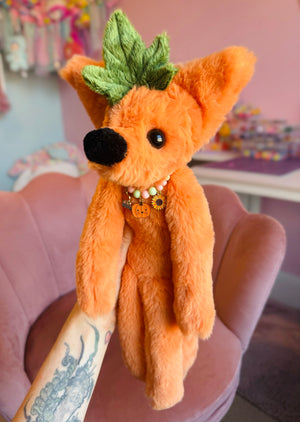 LARGE PUMPKIN PATCH FOX - Handmade Luxury Weighted Plush Fluffy Fox Doll