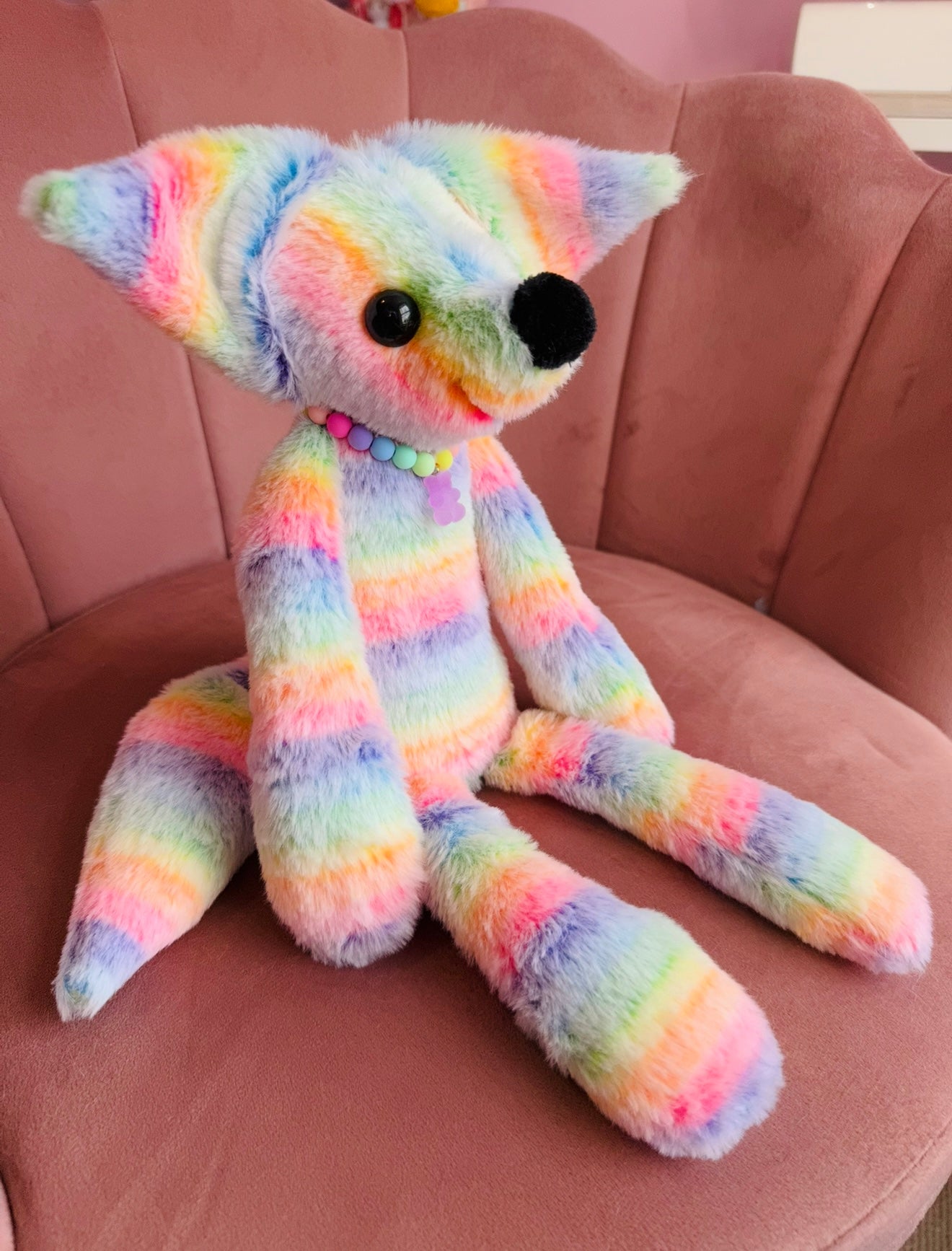 BIG RAINBOW SHERBET FOX - Handmade Luxury Weighted Fox Doll