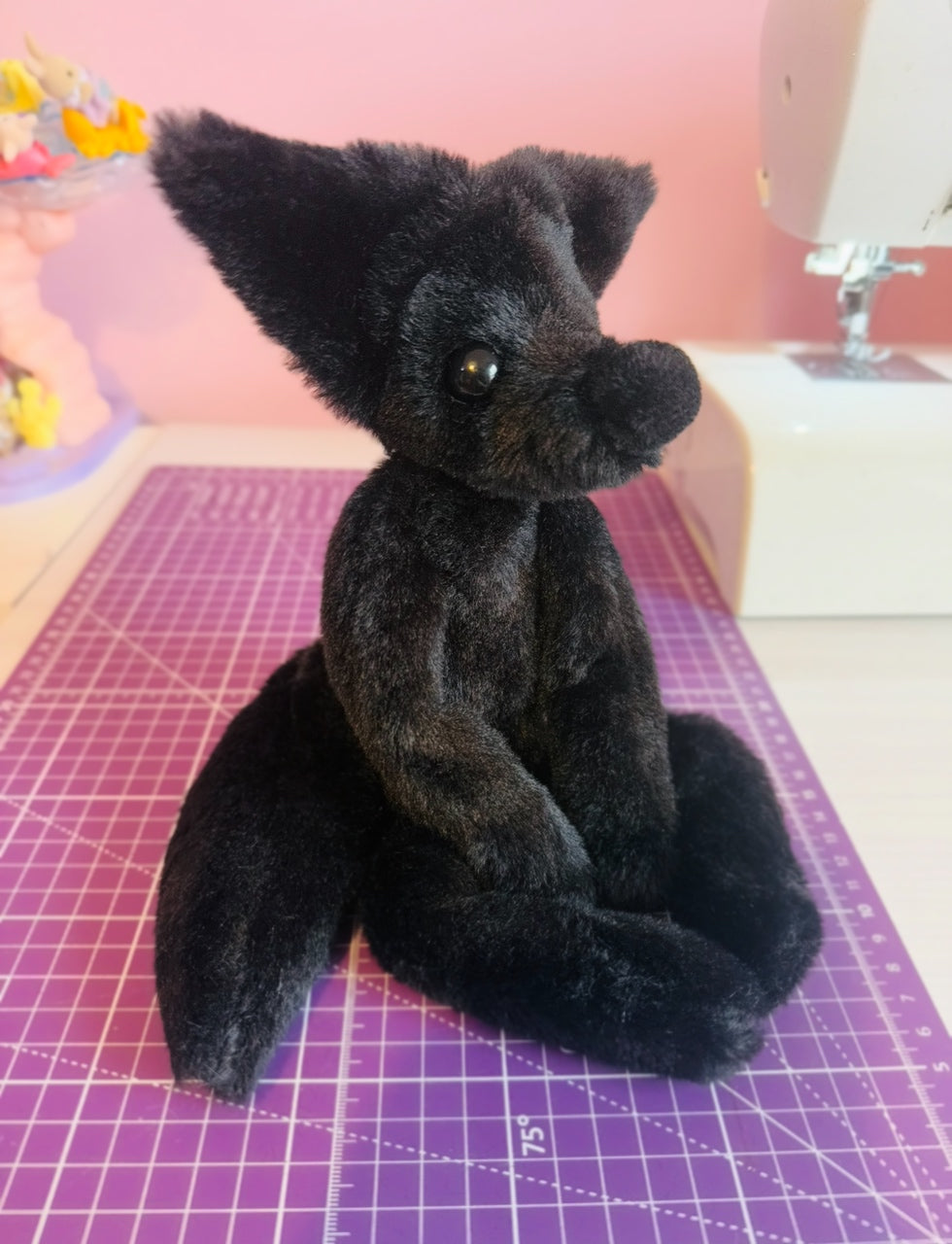 ONYX FOX - Handmade Luxury Weighted Plush Fluffy Fox Doll