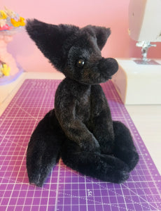 ONYX FOX - Handmade Luxury Weighted Plush Fluffy Fox Doll