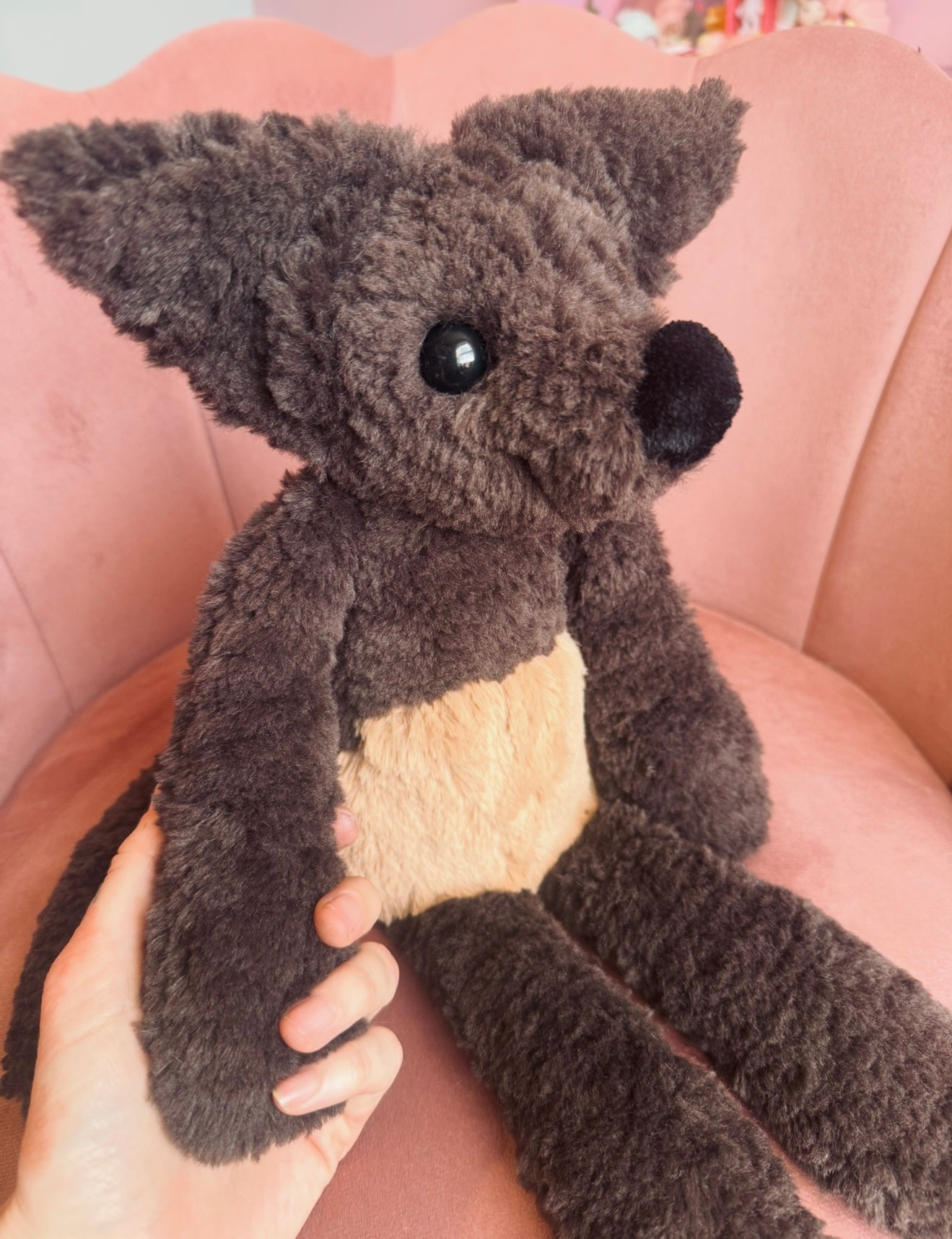 BIG CURLY CHOCOLATE FUDGE FOX - Handmade Luxury Weighted Plush Doll