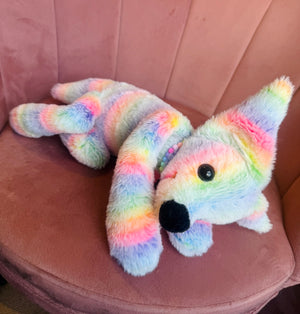 BIG RAINBOW SHERBET FOX - Handmade Luxury Weighted Fox Doll