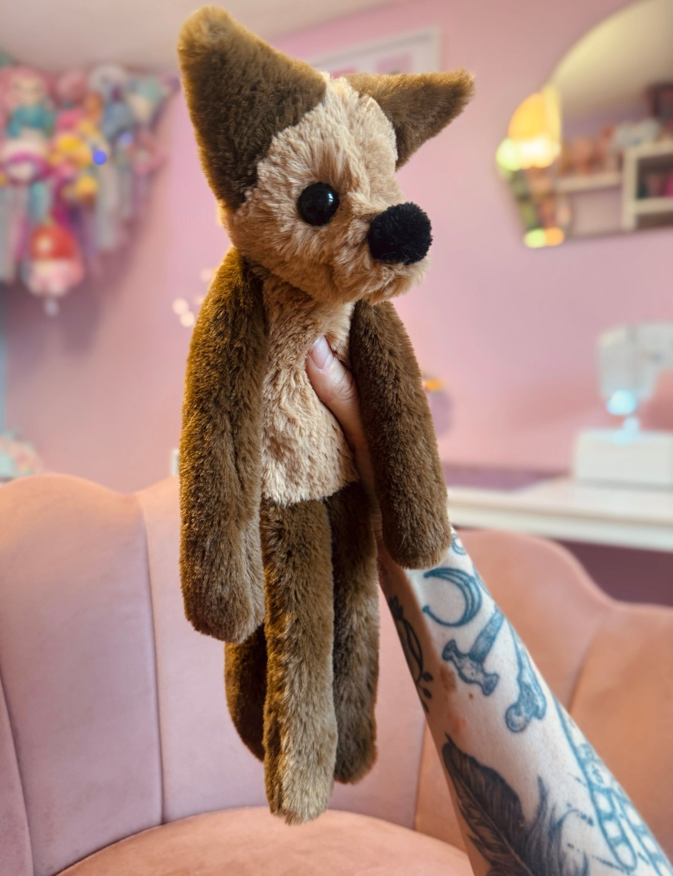 MOCHA FOX - Handmade Luxury Weighted Plush Fluffy Fox Doll