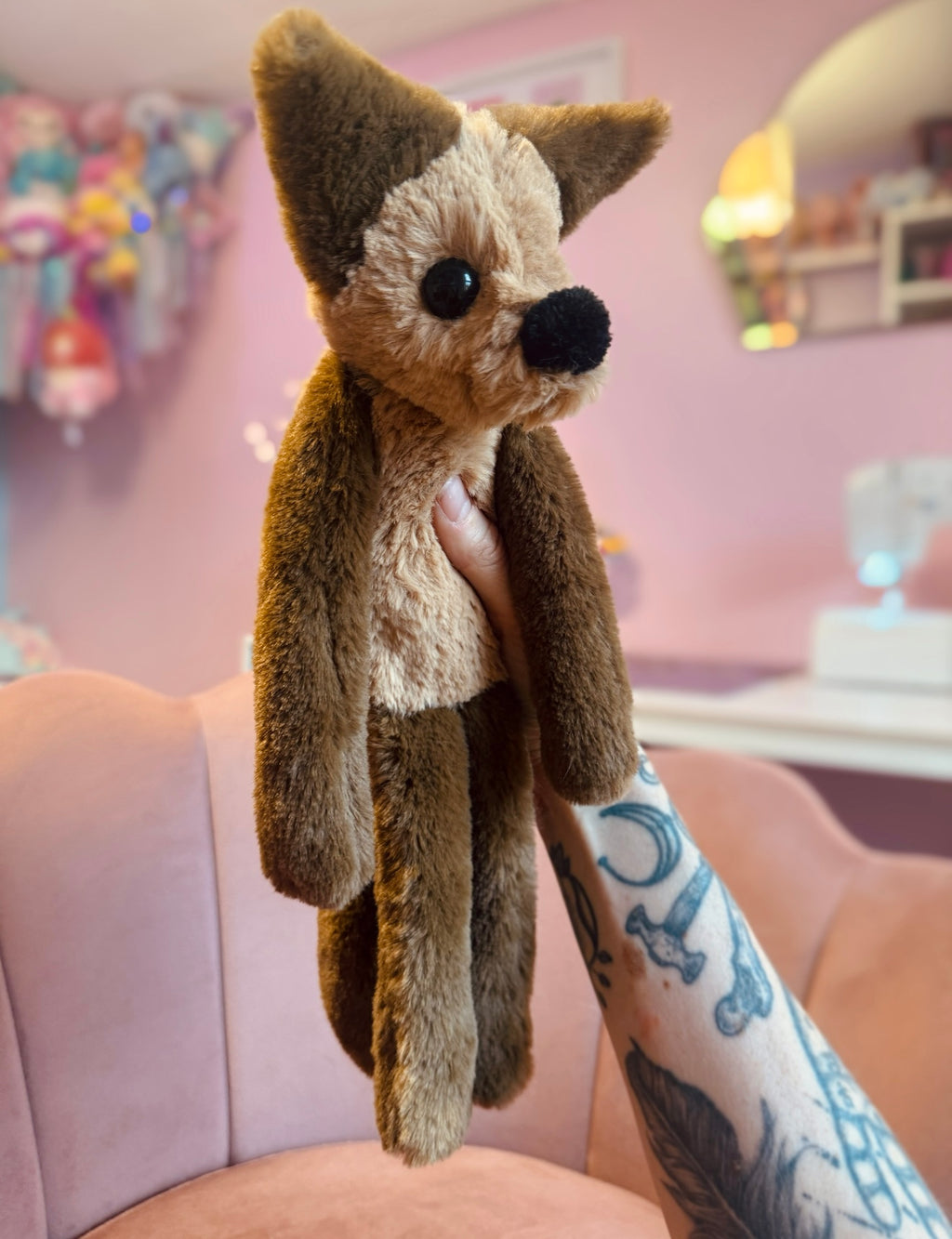 MOCHA FOX - Handmade Luxury Weighted Plush Fluffy Fox Doll